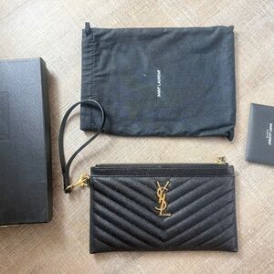 Saint Laurent Cassandre Matelassé Pouch in Grain de Poudre Leather